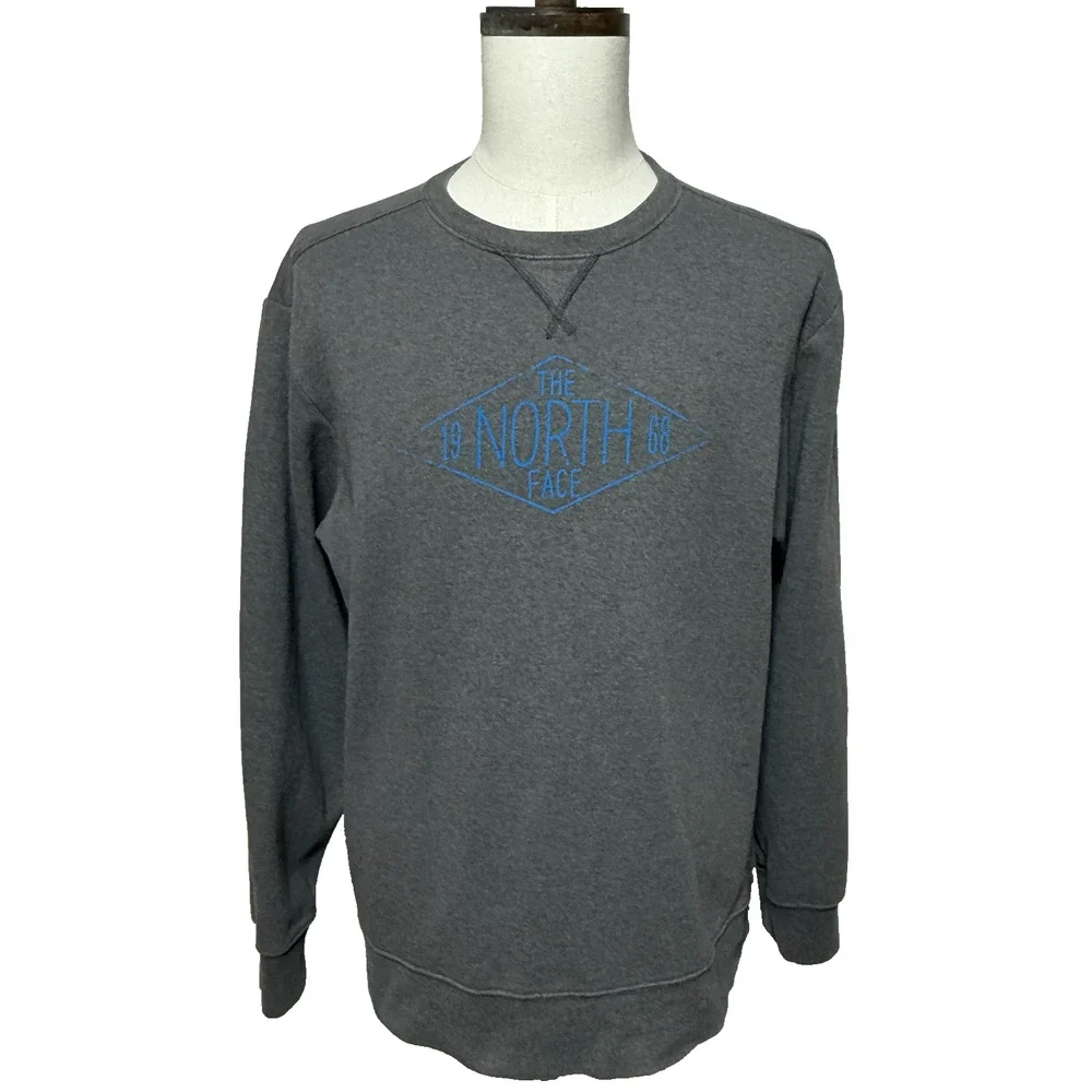 North Face Sweatshirt‎ Mens Large Gray Fleece Lined Crew Neck Sweater Pullover